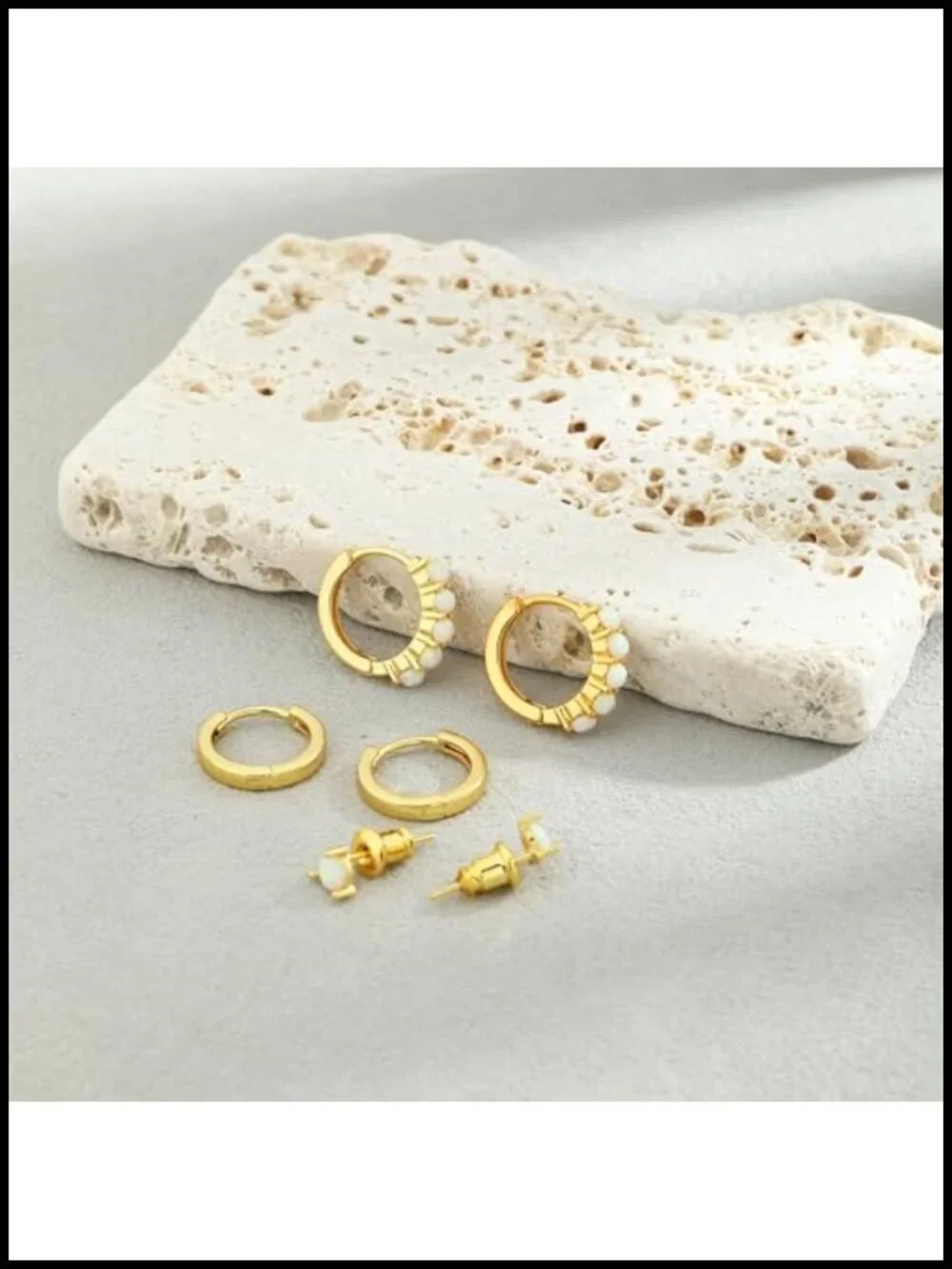 Gold Plated Brass Earrings Set Hypoallergenic Hoop Pearl Studs Trendy Jewelry
